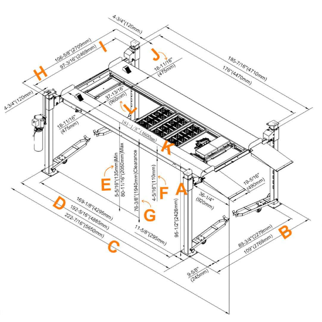 Stratus 4 Post 8,000 Ibs Mobile Compact Storage Parking Car Lift SKU SAE-P48P