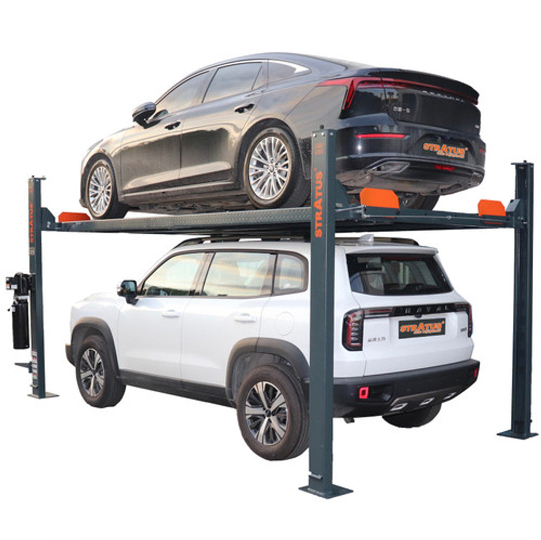 Stratus 4 Post Extra Long, Tall 8,000 lbs Parking Lift, Manual Release SKU SAE-P48-G3