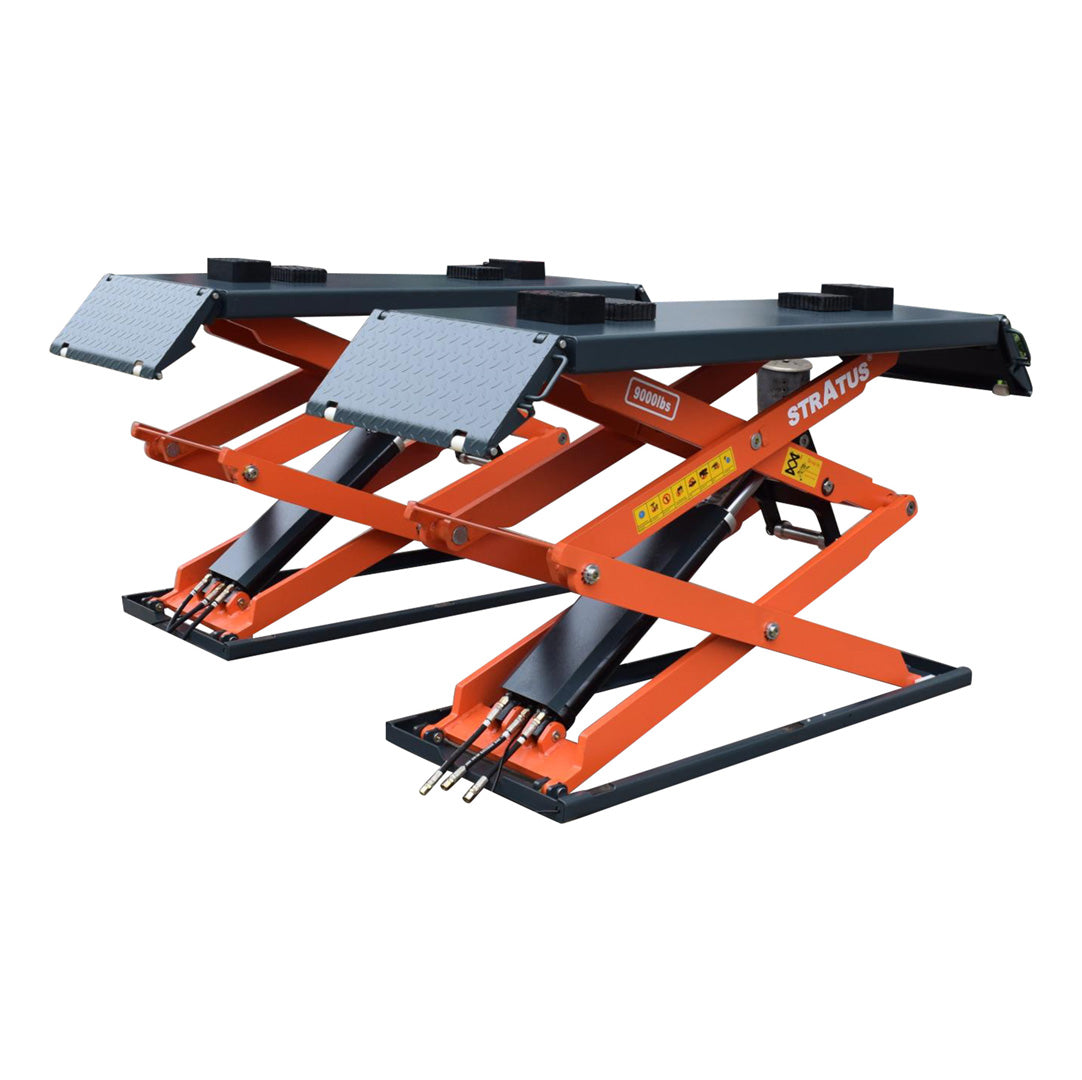 Stratus On Ground Low Profile Full Rise Scissor Lift, 9000 lbs, 220V, Pneumatic Release, Commercial Grade G3 SKU SAE-UT9000