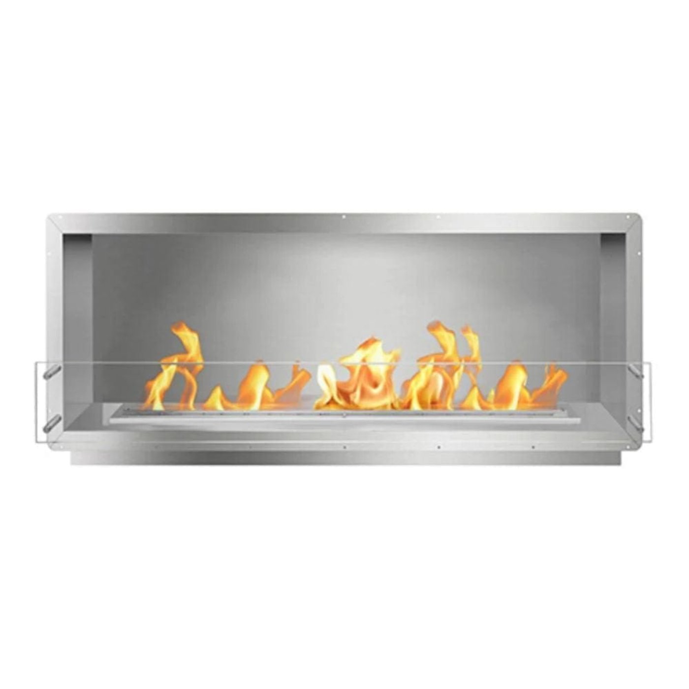 The Bio Flame 60-Inch Smart Firebox SS Ethanol Fireplace SKU FB-SS-60-48RC-Silver-Spacer