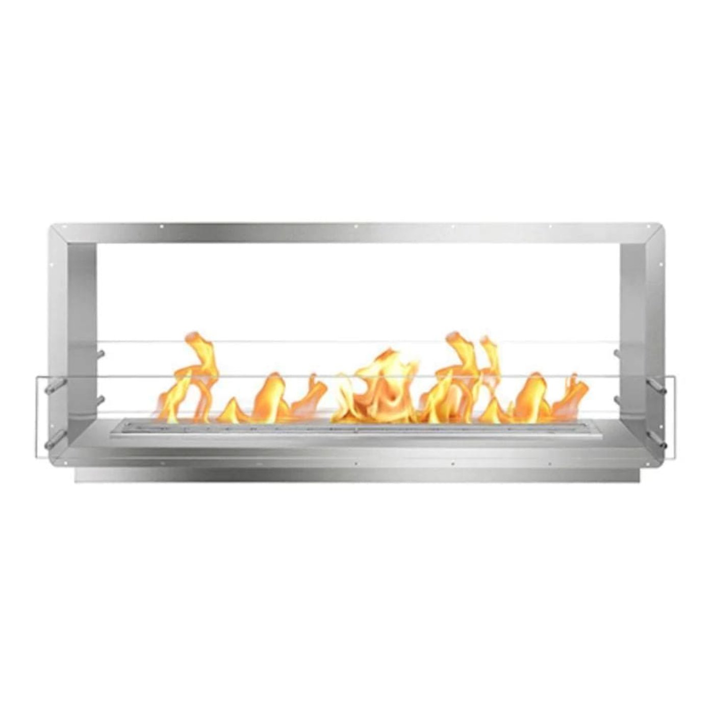 The Bio Flame 72-Inch Firebox DS Ethanol Fireplace SKU FB-DS-72-48M-Silver-Spacer