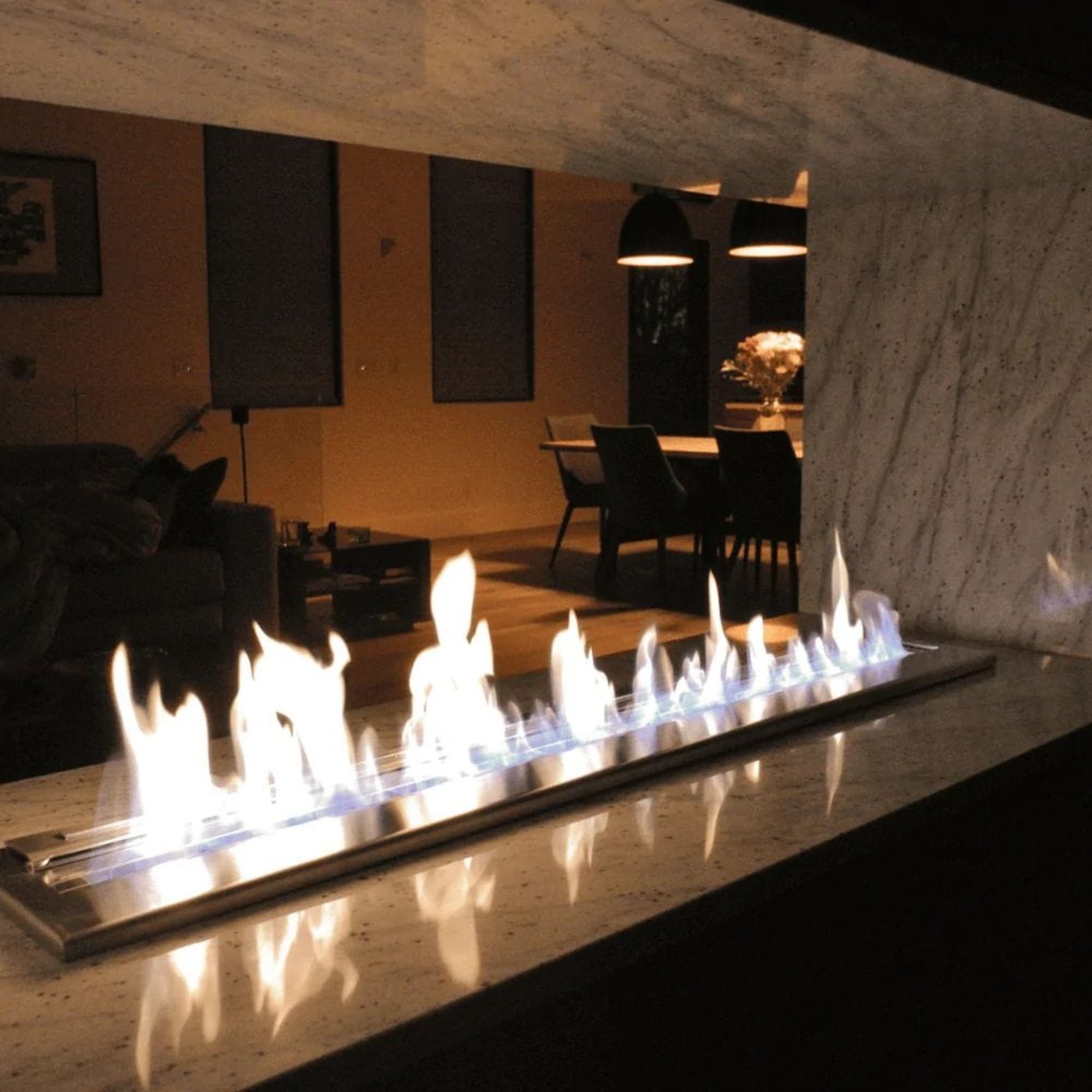 The Bio Flame 84-Inch Ethanol Fireplace Burner SKU EB-84-Silver