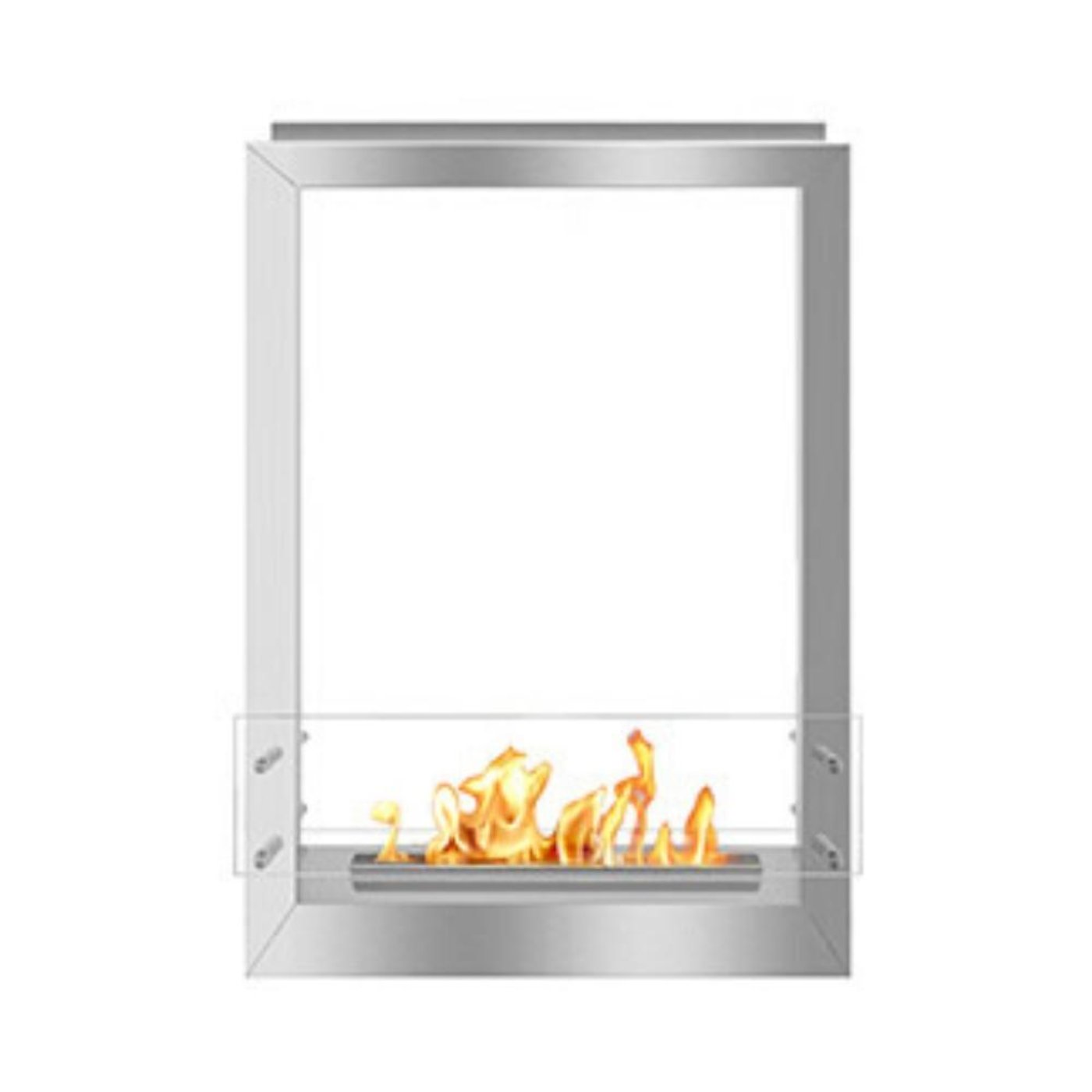 The Bio Flame 24-Inch Smart Firebox DS Ethanol Fireplace SKU FB-DS-24-16RC-Silver-Spacer