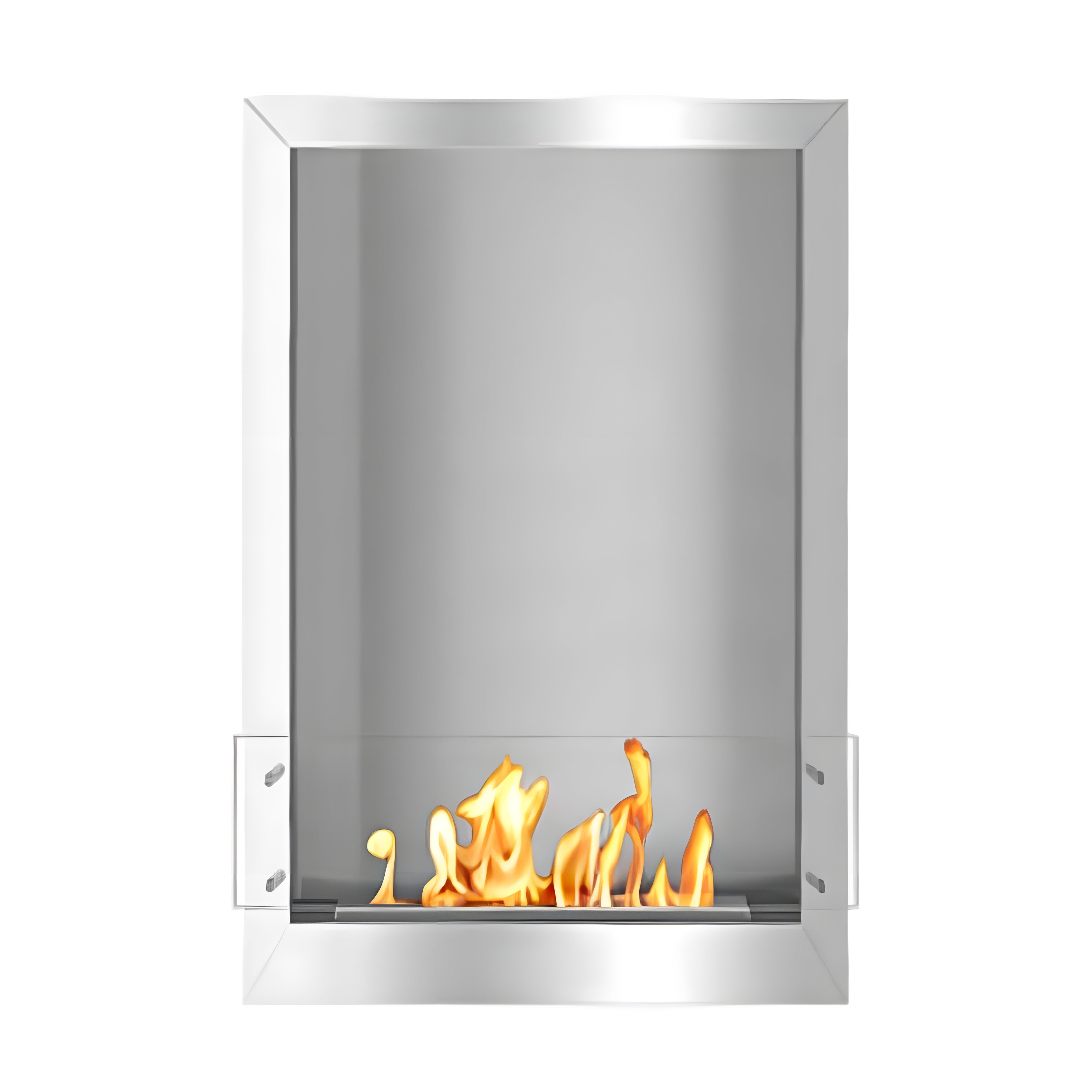 The Bio Flame 24-Inch Smart Firebox SS Ethanol Fireplace SKU FB-SS-24-16RC-Silver-Spacer