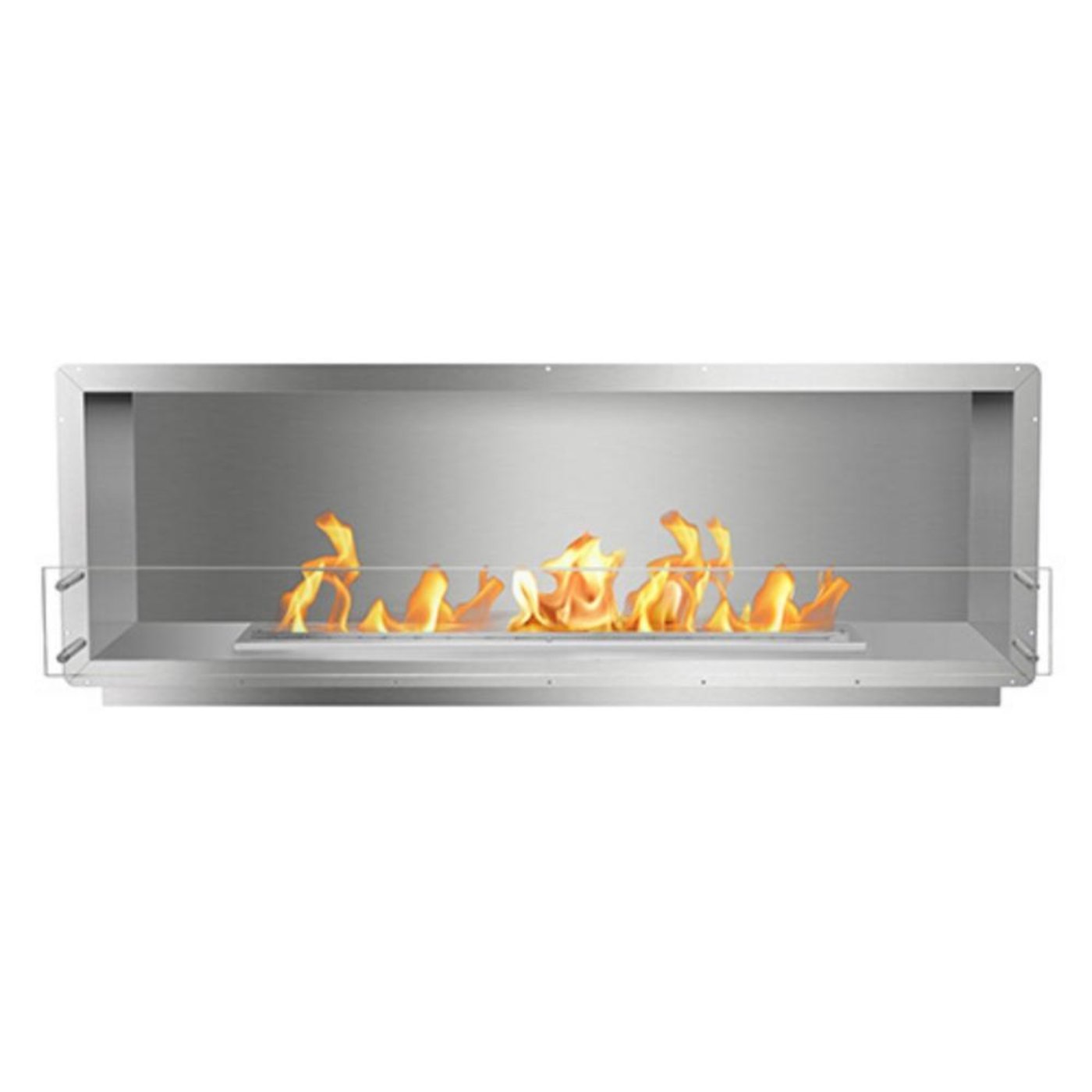 The Bio Flame 72-Inch Firebox SS Ethanol Fireplace SKU FB-SS-72-48M-Silver-Spacer