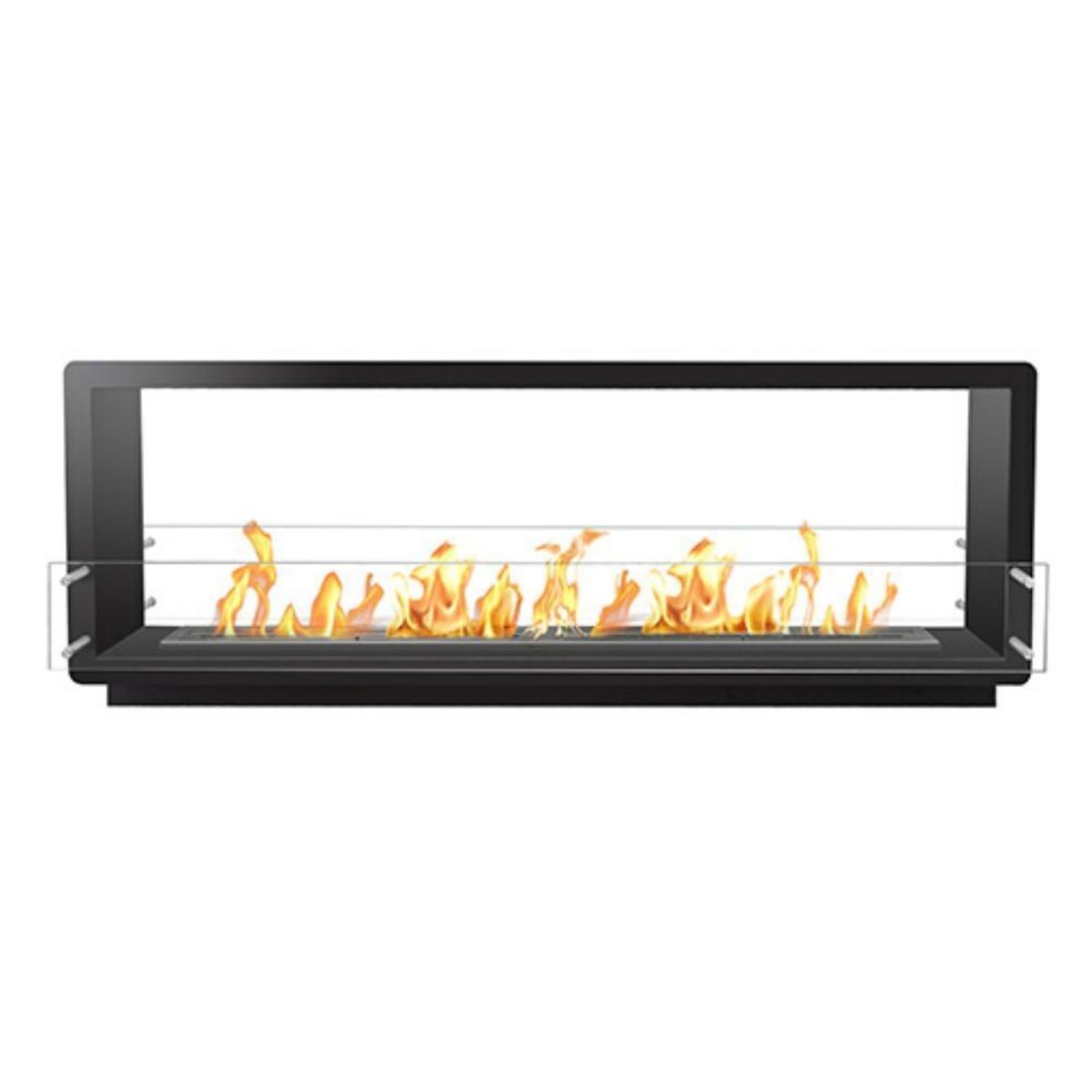 The Bio Flame 72-Inch Smart Firebox DS Ethanol Fireplace SKU FB-DS-72-48RC-Silver-Spacer