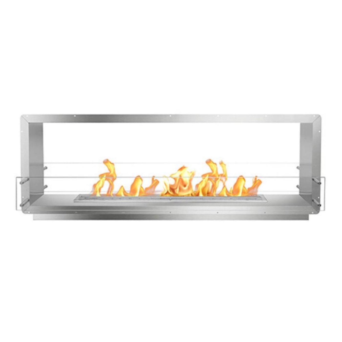 The Bio Flame 72-Inch Smart Firebox DS Ethanol Fireplace SKU FB-DS-72-48RC-Silver-Spacer