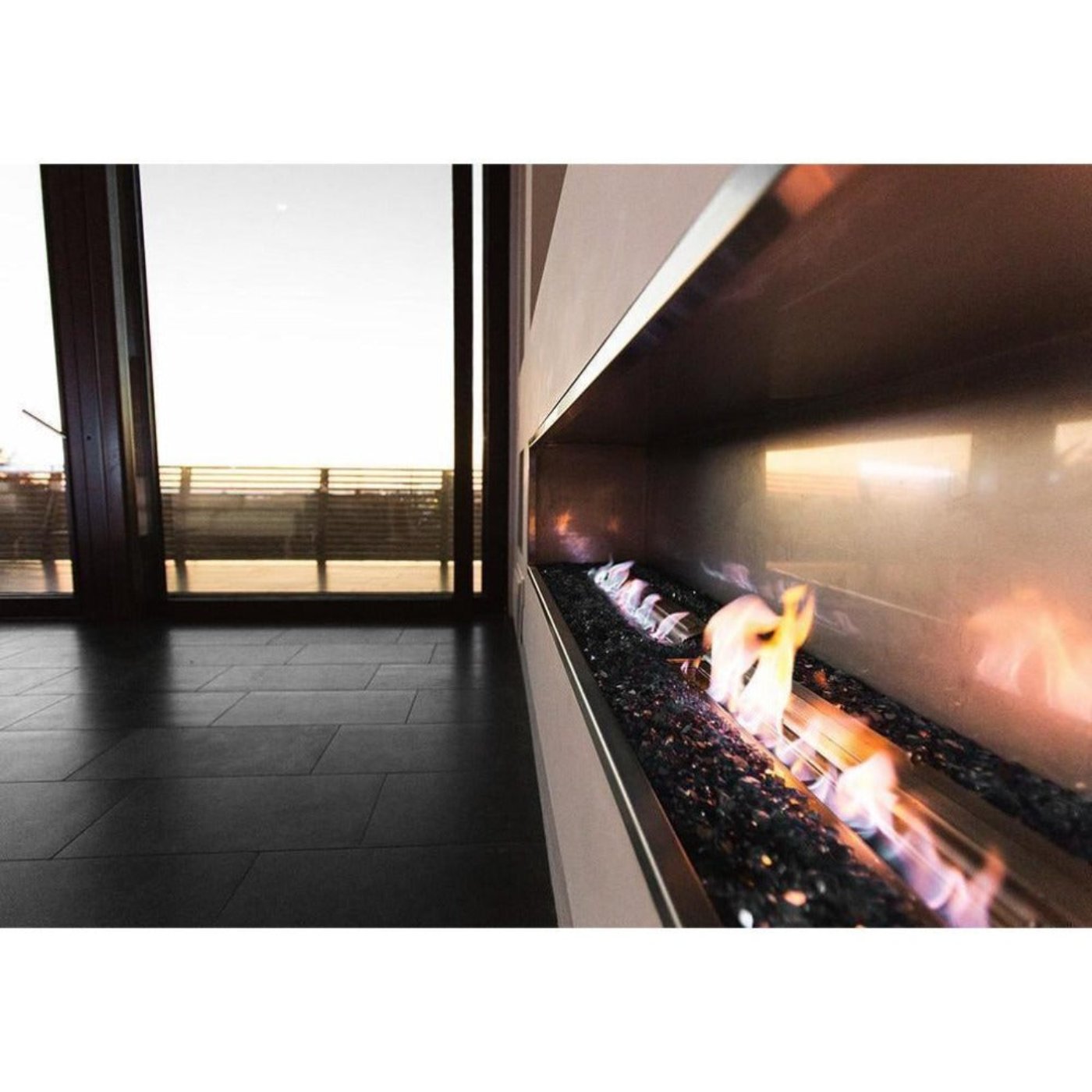 The Bio Flame 72-Inch Smart Firebox SS Ethanol Fireplace SKU FB-SS-72-48RC-Silver-Spacer