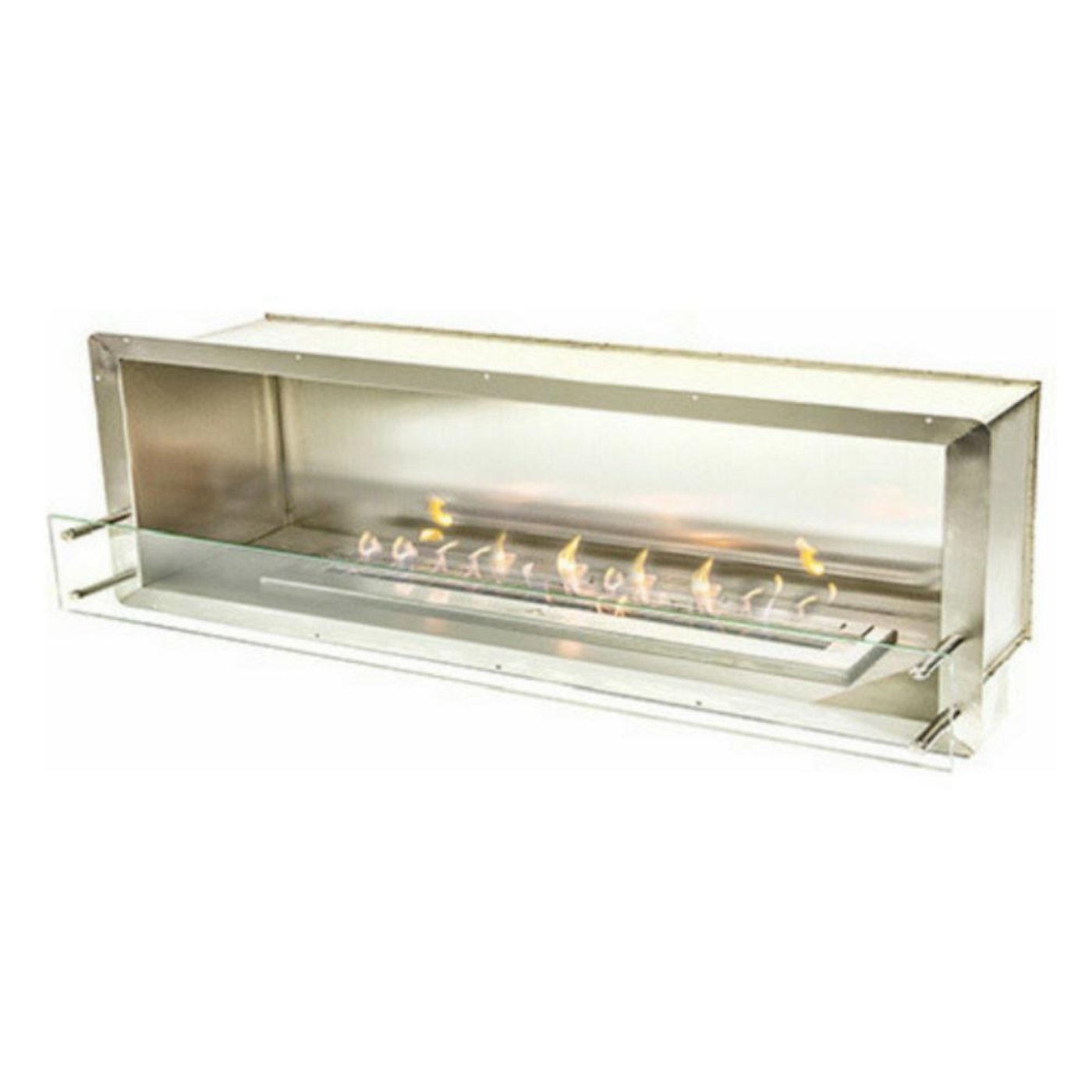 The Bio Flame 72-Inch Smart Firebox SS Ethanol Fireplace SKU FB-SS-72-48RC-Silver-Spacer