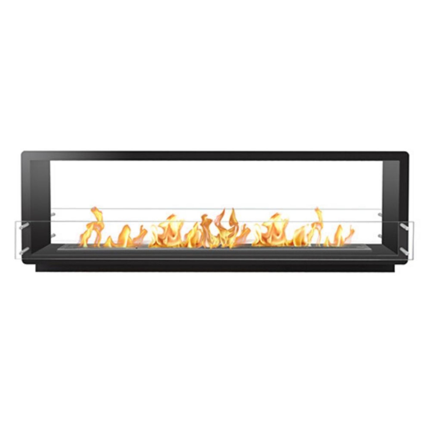 The Bio Flame 84-Inch Smart Firebox DS Ethanol Fireplace SKU FB-DS-84-60RC-Silver-Spacer