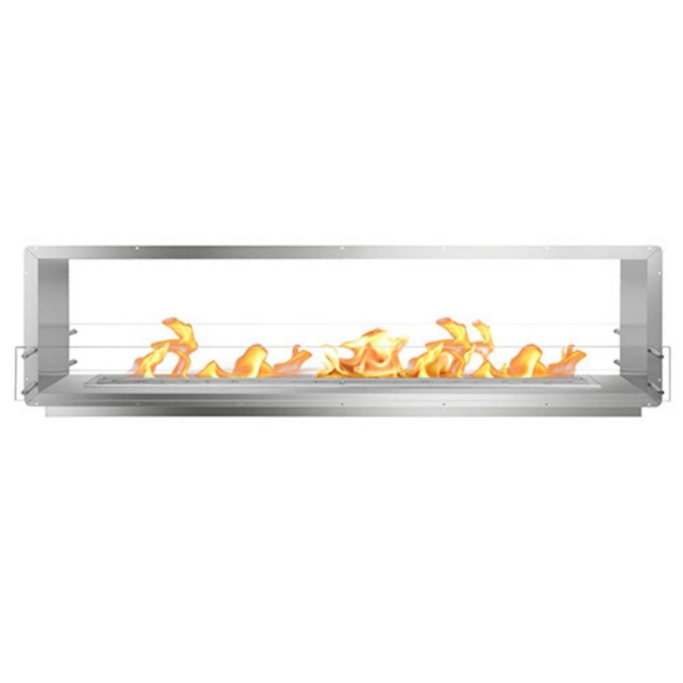 The Bio Flame 96-Inch Firebox DS Ethanol Fireplace SKU FB-DS-96-72M-Silver-Spacer