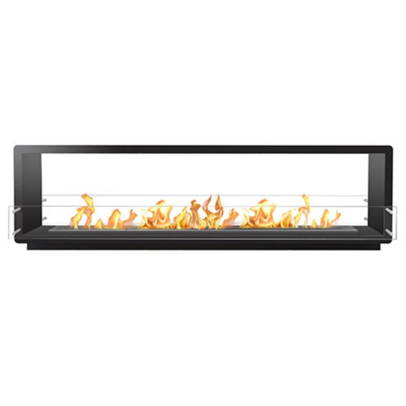 The Bio Flame 96-Inch Firebox DS Ethanol Fireplace SKU FB-DS-96-72M-Silver-Spacer