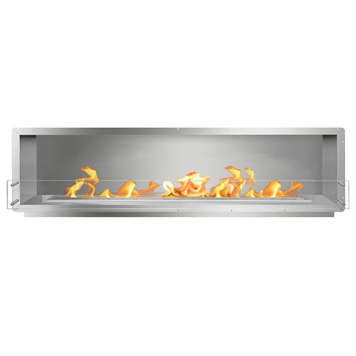 The Bio Flame 96-Inch Firebox SS Ethanol Fireplace SKU FB-SS-96-72M-Silver-Spacer