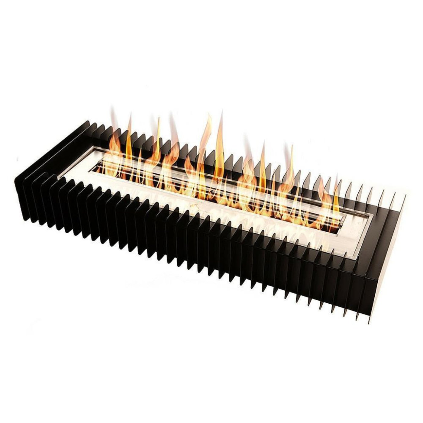 The Bio Flame Fireplace Insert Kit 38-Inch Ethanol Burner w/ Grate SKU Grate-38-Silver