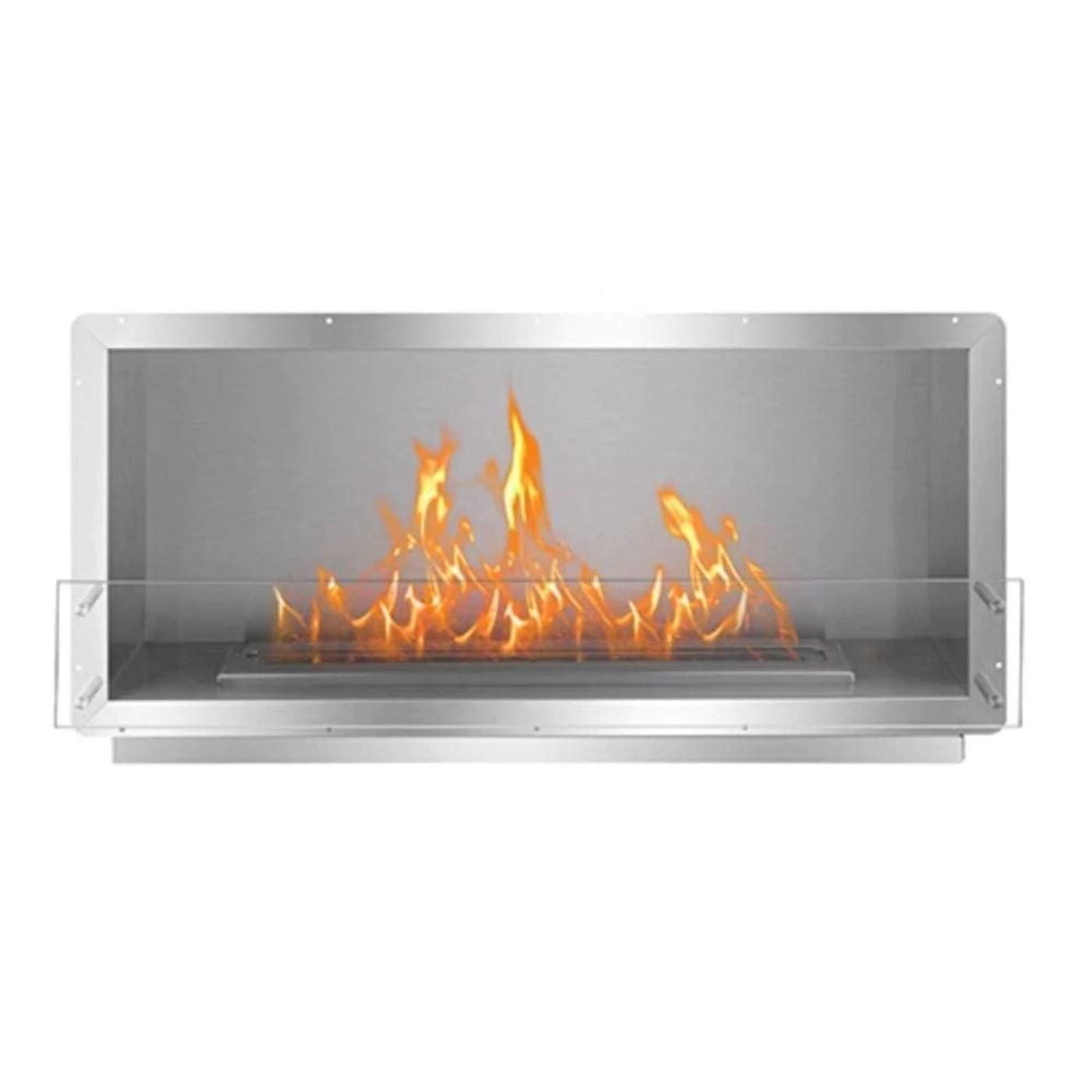 The Bio Flame XL Smart Firebox SS 53-Inch Ethanol Fireplace SKU FB-SS-XL-30RC-Silver-Spacer